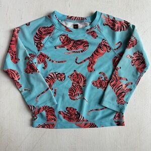 Tea Collection Tiger Print Long Sleeve Swim Rash Guard